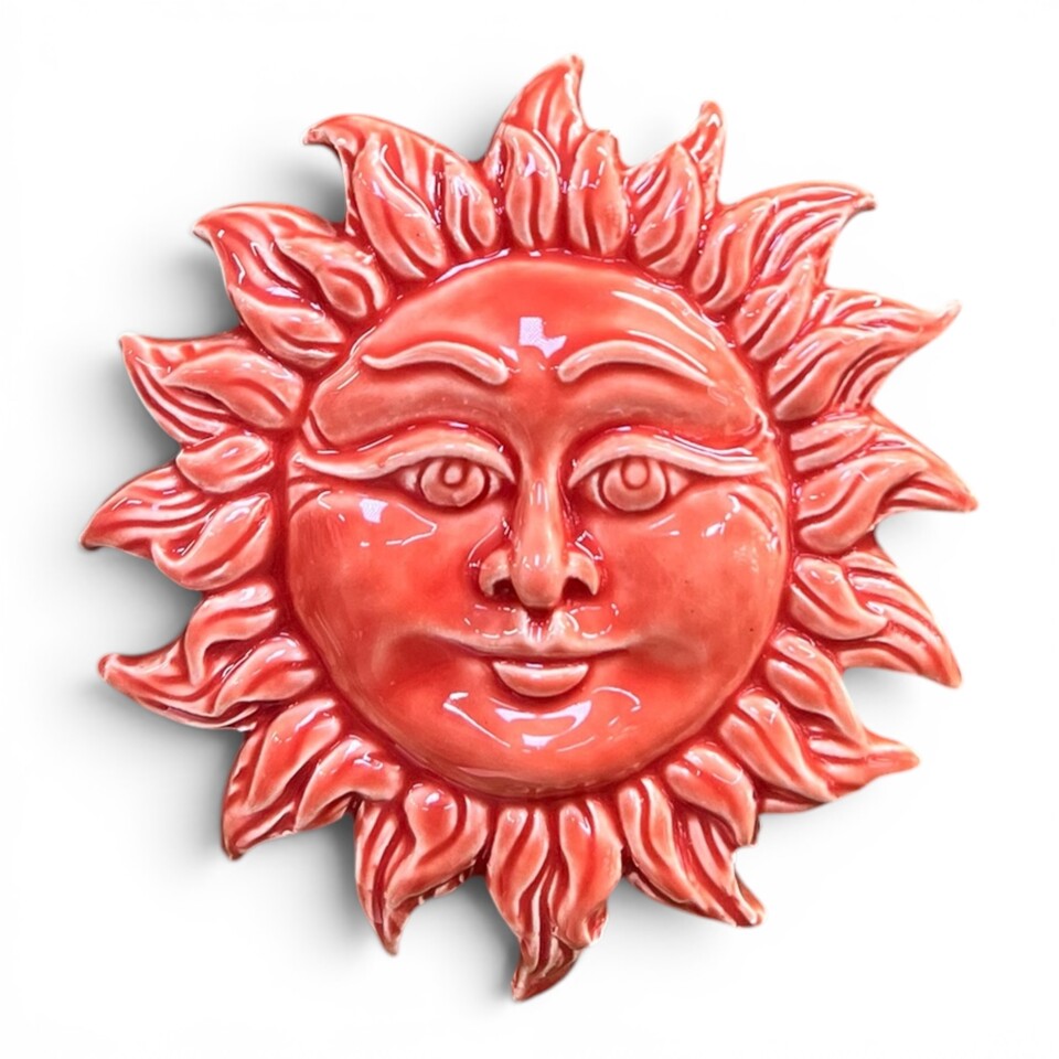 Sole da parete piccolo monocolore in ceramica siciliana vari colori Produzione artigianale di Caltagirone Diametro 12cm
