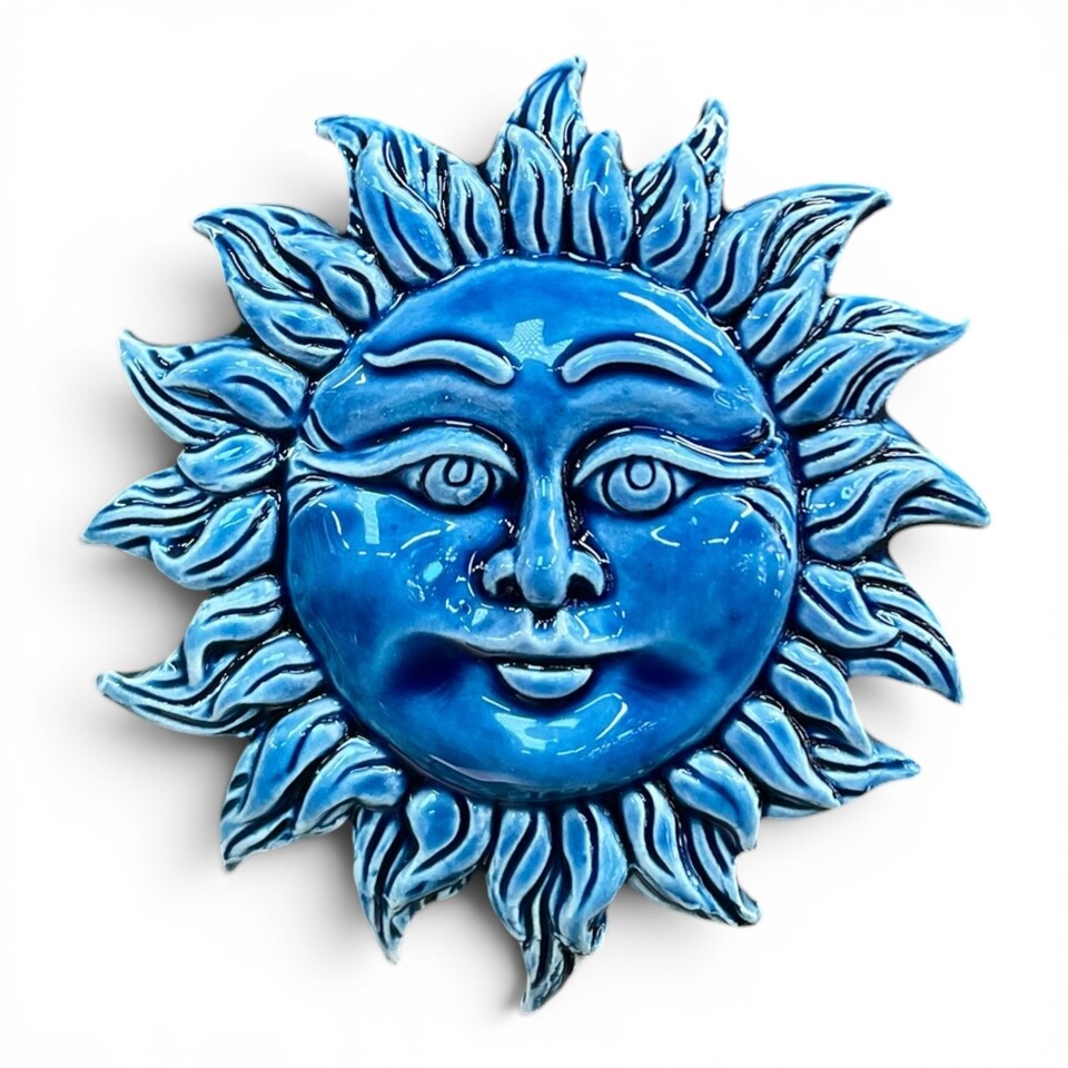 Sole da parete piccolo monocolore in ceramica siciliana vari colori Produzione artigianale di Caltagirone Diametro 12cm