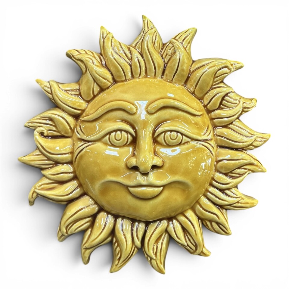 Sole da parete piccolo monocolore in ceramica siciliana vari colori Produzione artigianale di Caltagirone Diametro 18cm