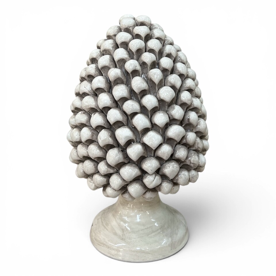 Pigna ornamentale siciliana design moderno monocolore vari decori in ceramica Produzione artigianale di Caltagirone h.30cm