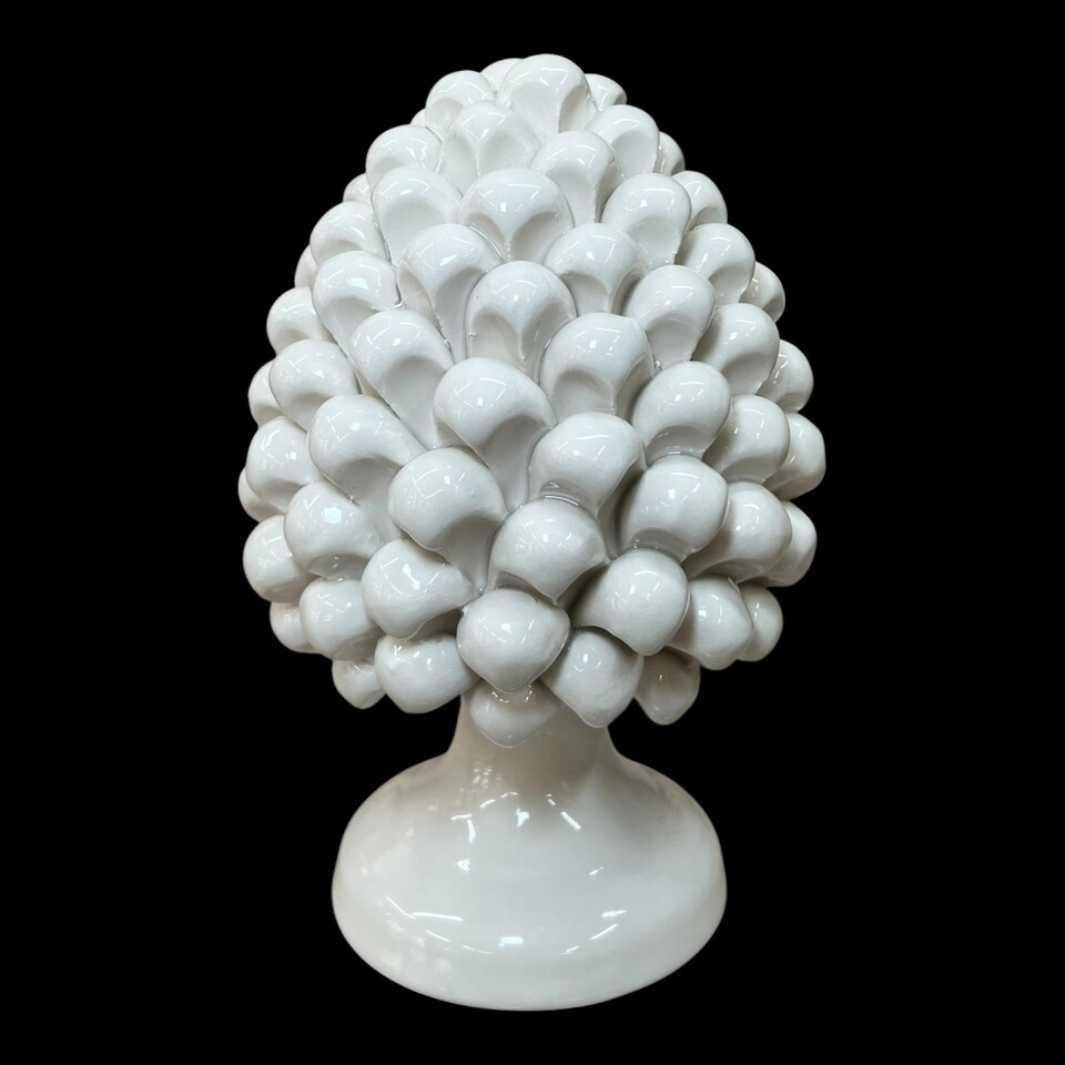 Pigna ornamentale siciliana design moderno monocolore vari decori in ceramica Produzione artigianale di Caltagirone h.20cm