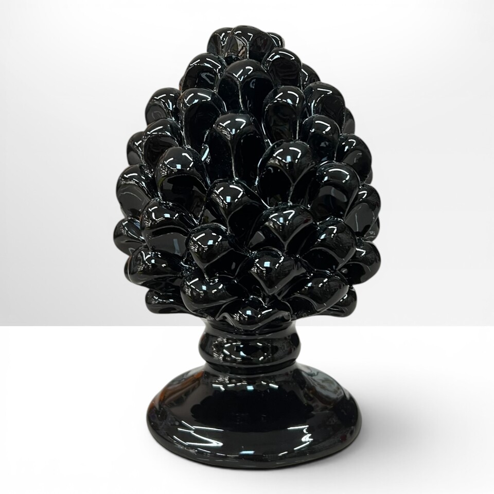 Pigna Impero ornamentale decoro monocolore vari decori in ceramica siciliana Produzione artigianale di Caltagirone h.16cm