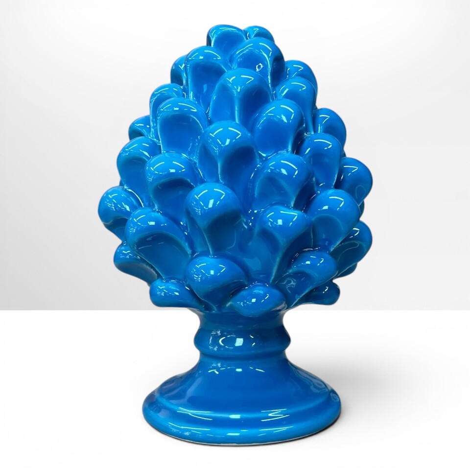 Pigna Impero ornamentale decoro monocolore vari decori in ceramica siciliana Produzione artigianale di Caltagirone h.16cm