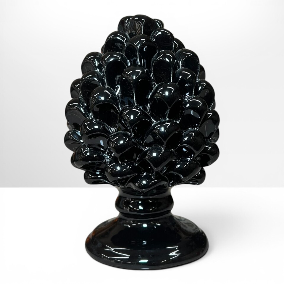 Pigna Impero ornamentale decoro monocolore vari decori in ceramica siciliana Produzione artigianale di Caltagirone h.16cm