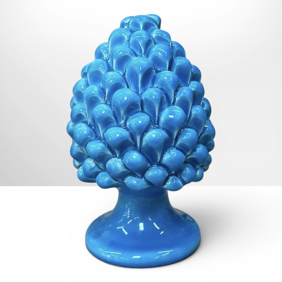 Pigna ornamentale decoro monocolore vari colori in ceramica siciliana Produzione artigianale di Caltagirone h.15cm