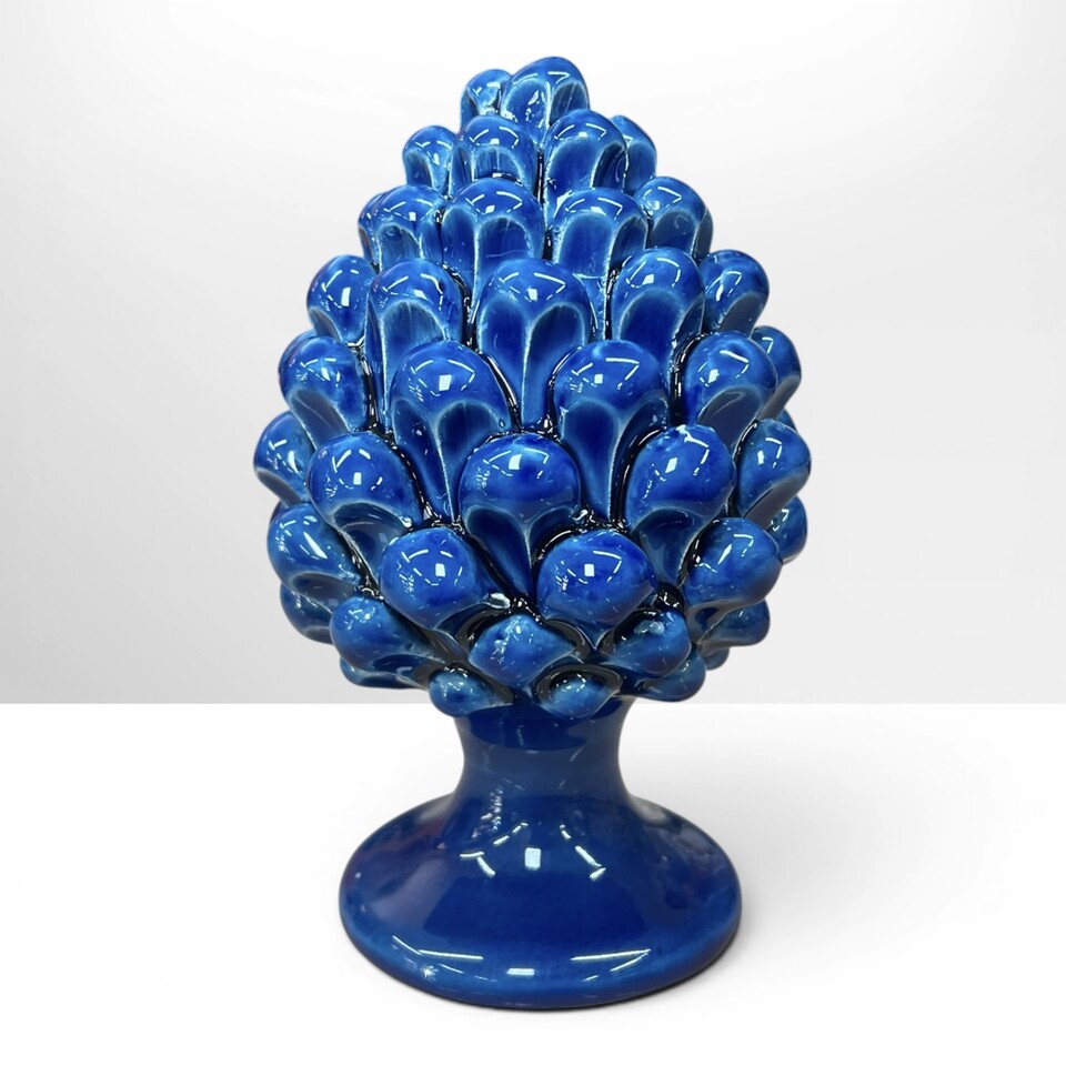 Pigna ornamentale decoro monocolore vari colori in ceramica siciliana Produzione artigianale di Caltagirone h.15cm