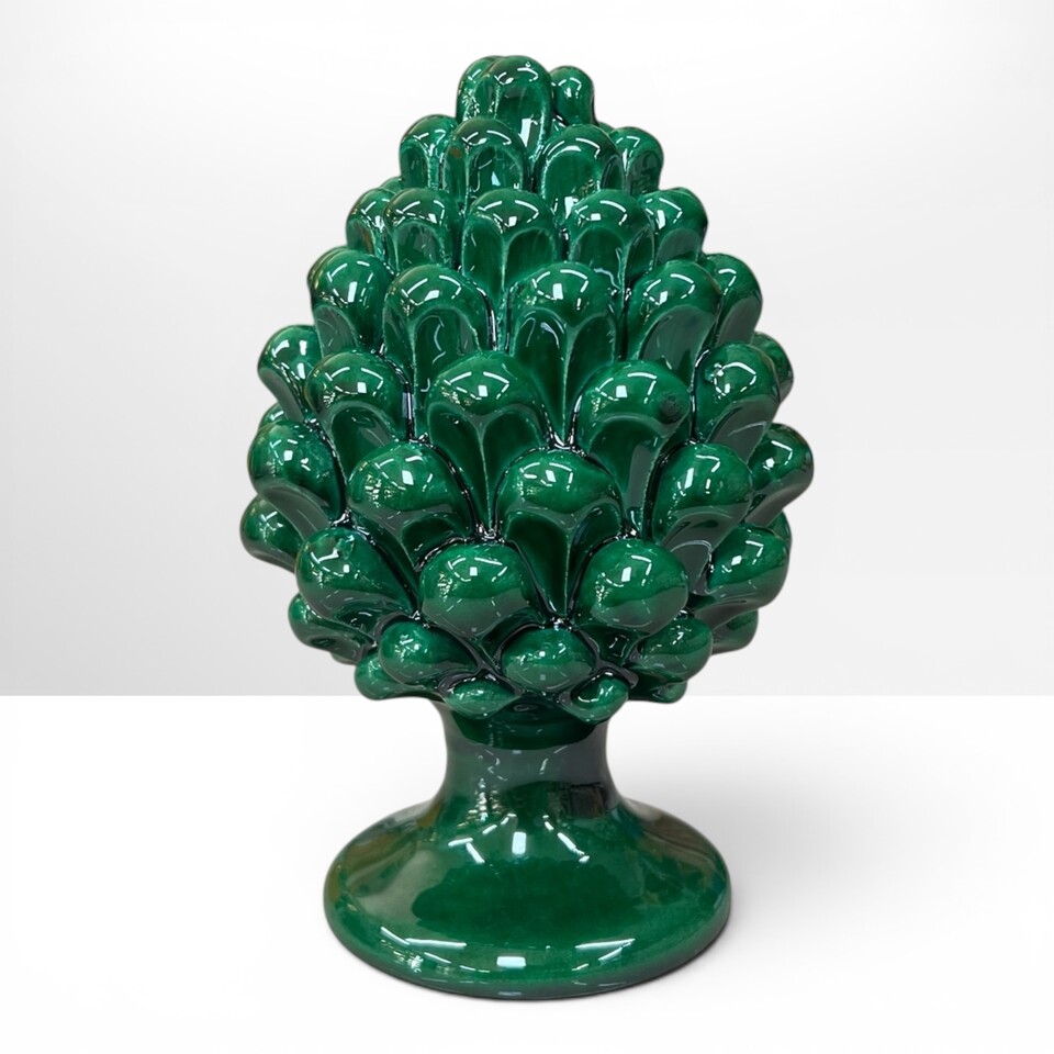 Pigna ornamentale decoro monocolore vari colori in ceramica siciliana Produzione artigianale di Caltagirone h.15cm