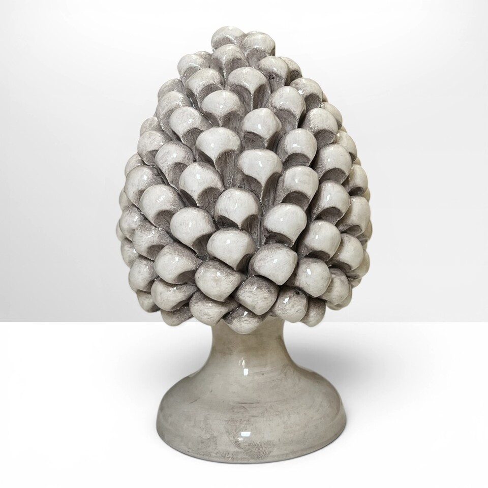Pigna ornamentale siciliana design moderno monocolore vari decori in ceramica Produzione artigianale di Caltagirone h.20cm