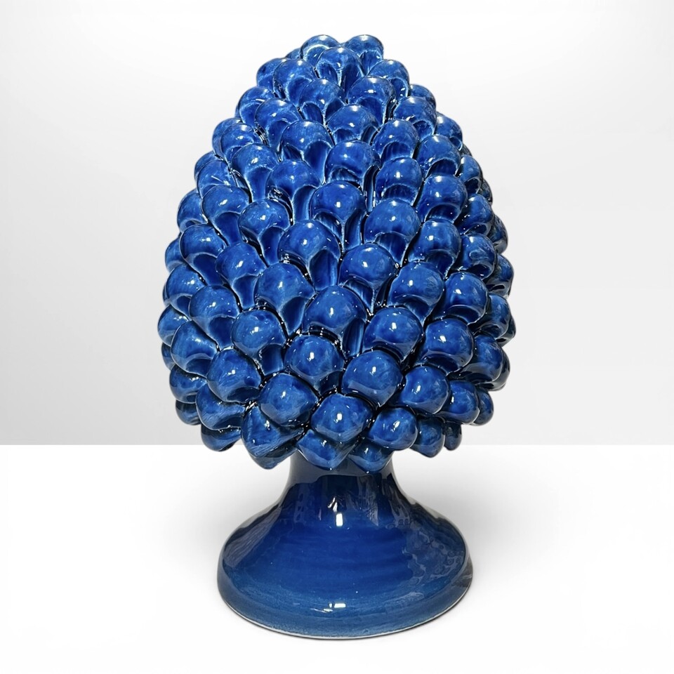 Pigna ornamentale siciliana design moderno monocolore vari decori in ceramica Produzione artigianale di Caltagirone h.25cm