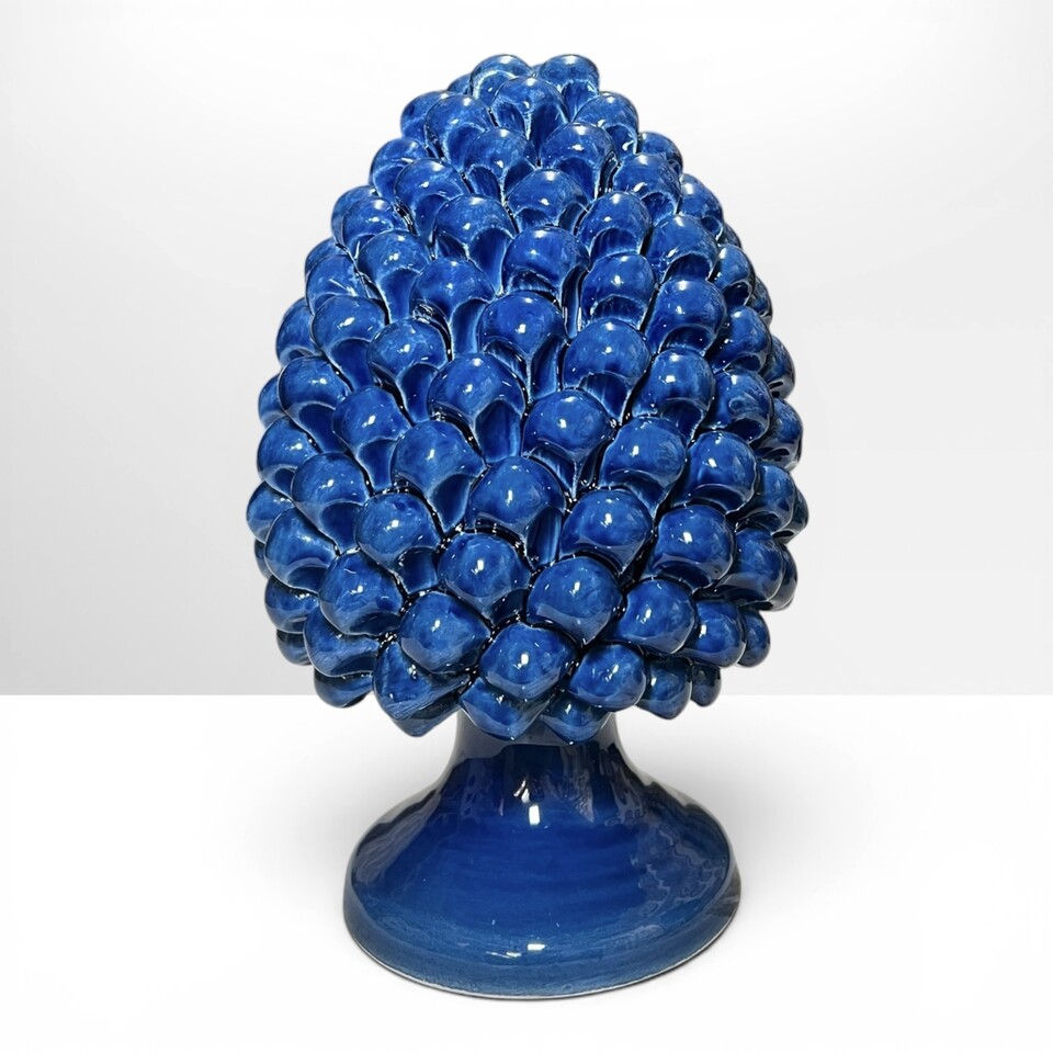 Pigna ornamentale siciliana design moderno monocolore vari decori in ceramica Produzione artigianale di Caltagirone h.25cm