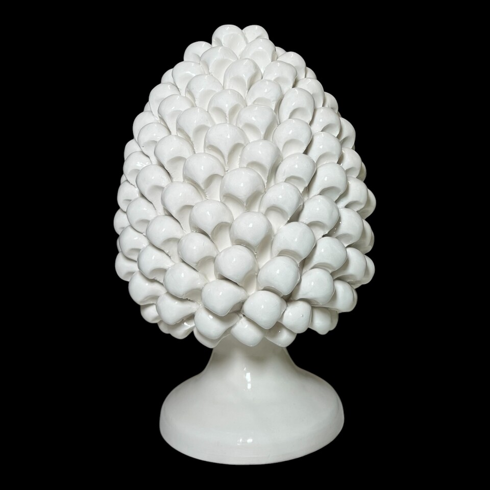Pigna ornamentale siciliana design moderno monocolore vari decori in ceramica Produzione artigianale di Caltagirone h.25cm