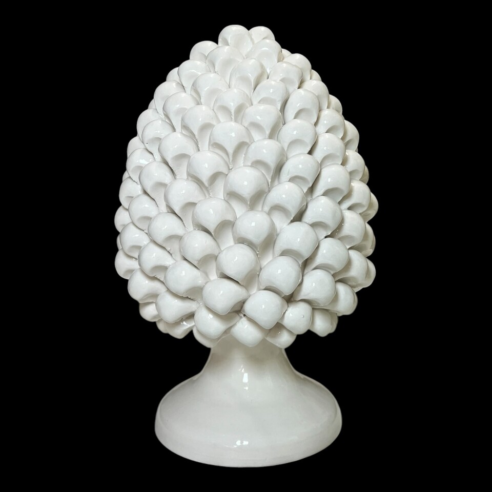 Pigna ornamentale siciliana design moderno monocolore vari decori in ceramica Produzione artigianale di Caltagirone h.25cm