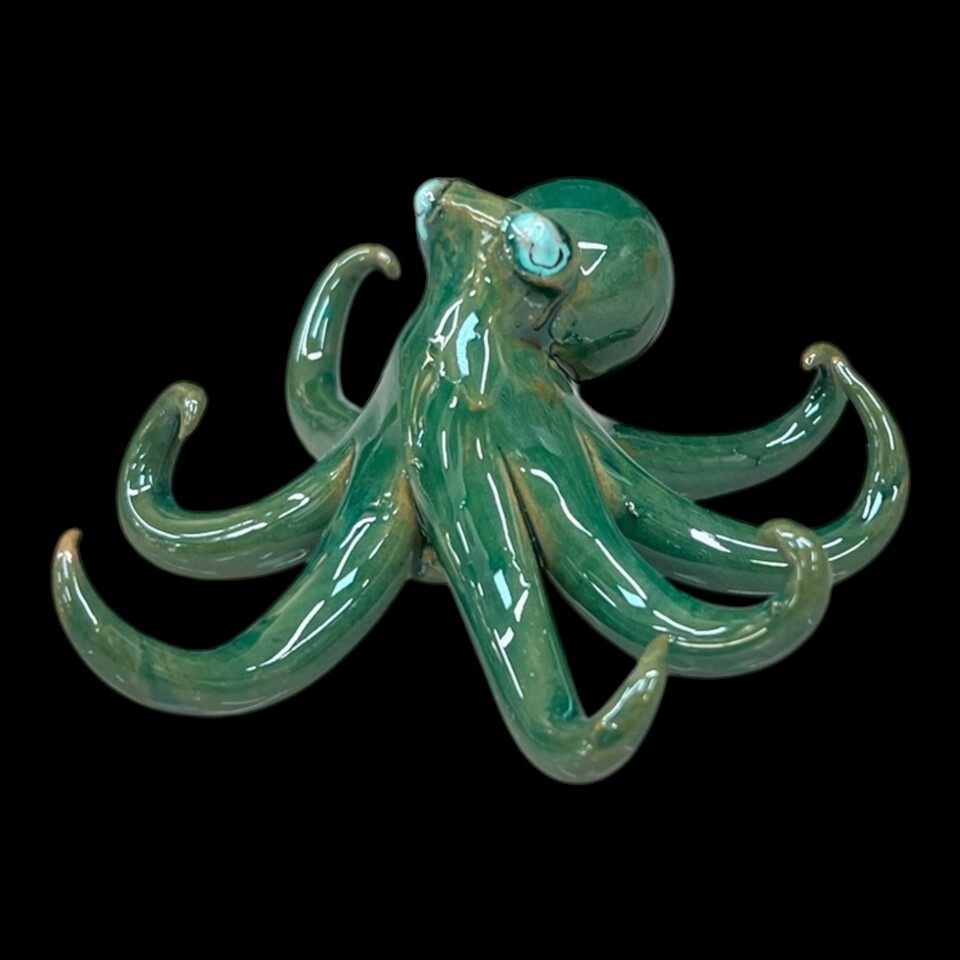 Polpo ornamentale piccolo vari decori in ceramica siciliana Produzione artigianale di Palermo Lunghezza 10cm