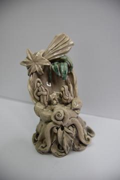 Presepe in ceramica con palma decorata Produzione artigianale di Caltagirone  h.15