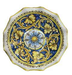 Centrotavola smerlato decoro barocco Produzione artigianale di Santo Stefano di Camastra diametro 30cm