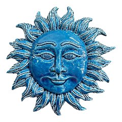 Sole da parete in ceramica siciliana decoro blu antico monocolore Produzione artigianale  di Caltagirone Diametro 30cm