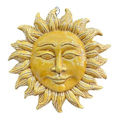 Sole da parete in ceramica siciliana decoro giallo miele Produzione artigianale di Caltagirone Diametro 30cm