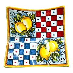 Svuota tasche/Porta caramelle in ceramica siciliana decoro carretto con limoni Produzione artigianale  di Caltagirone Lunghezza 25cm
