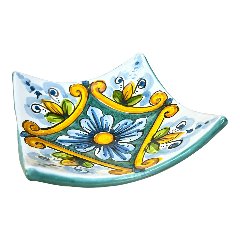 Svuota tasche/Porta caramelle in ceramica siciliana decoro barocco classico Produzione artigianale di Caltagirone Lunghezza 25cm