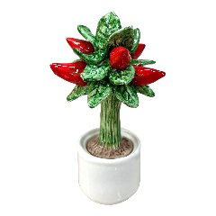 Albero di peperoncini in ceramica siciliana Produzione artigianale di Caltagirone h.15cm