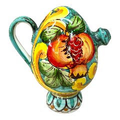 Bummulo Malandrino in ceramica siciliana con melograni decoro barocco Produzione artigianale di Santo Stefano di Camastra h.15 cm