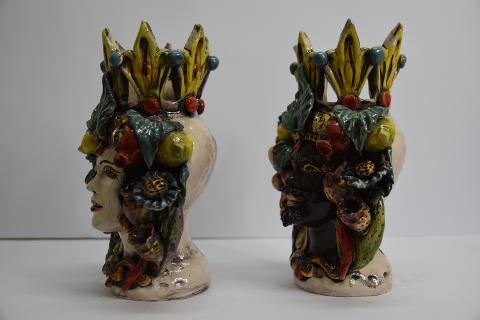 Teste di moro  frutta Produzione artigianale di Caltagirone  h.25 cm