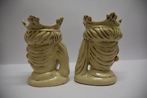 Coppia teste di moro con corona e turbante Produzione artigianale di Caltagirone h.20 cm