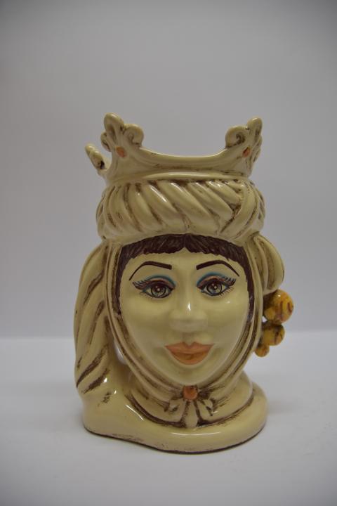 Coppia teste di moro con corona e turbante Produzione artigianale di Caltagirone h.20 cm