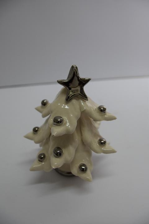 Albero di Natale in ceramica con decori in platino Produzione artigianale di Caltagirone  h.14