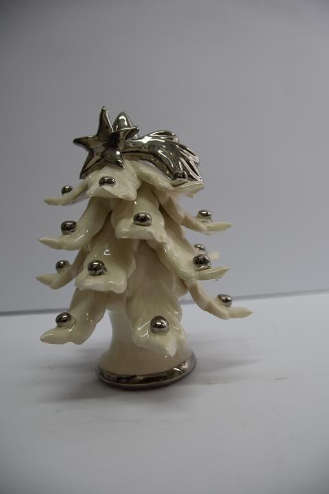 Albero di Natale in ceramica con decori in platino Produzione artigianale di Caltagirone  h.17