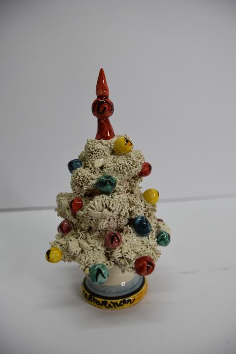 Albero di Natale in ceramica bianco Produzione artigianale di Caltagirone  h.17