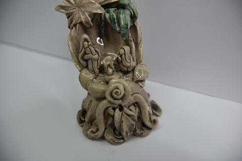 Presepe in ceramica con palma decorata Produzione artigianale di Caltagirone  h.15