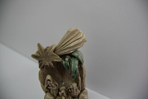 Presepe in ceramica con palma decorata Produzione artigianale di Caltagirone  h.15