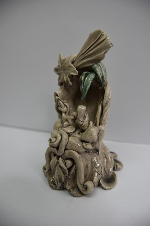 Presepe in ceramica con palma decorata Produzione artigianale di Caltagirone  h.15