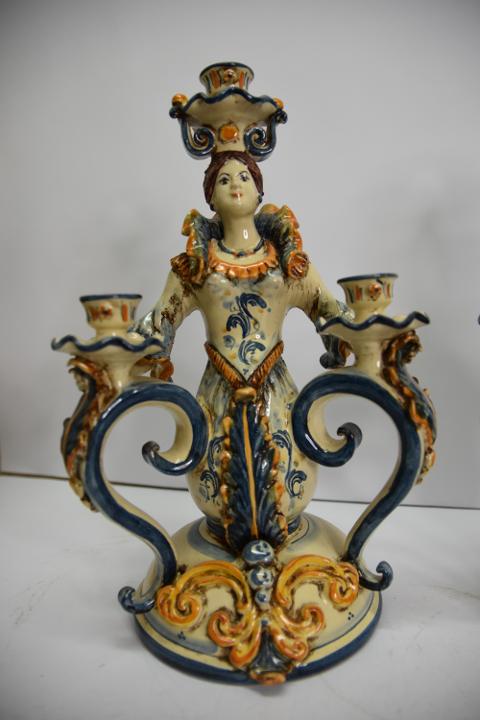 Candeliere in ceramica  Produzione artigianale di Caltagirone  h.30