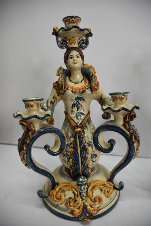 Candeliere in ceramica  Produzione artigianale di Caltagirone  h.30