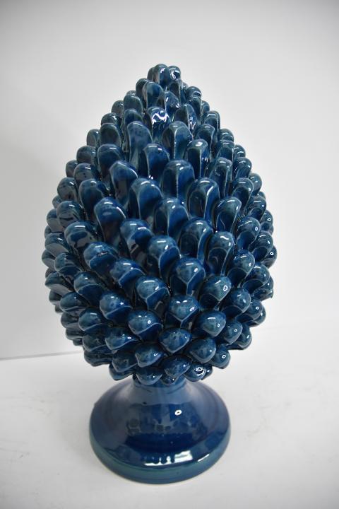 Pigna siciliana in ceramica blu antico h.45 Produzione artigianale di Caltagirone  tinta unica