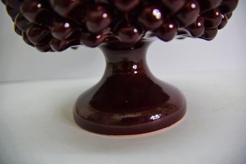 Mezza pigna cachepot con alzata h.20 cm Produzione artigianale di Caltagirone  tinta unica