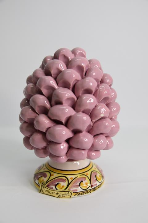 Pigna siciliana in ceramica h.15 cm Produzione artigianale di Caltagirone con base decorata