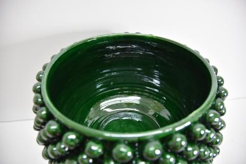 Mezza pigna con alzata verde bottiglia Produzione artigianale di Caltagirone  h.30 cm