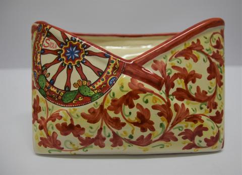 Porta lettere in ceramica Produzione artigianale di Santo Stefano di Camastra h.18cm