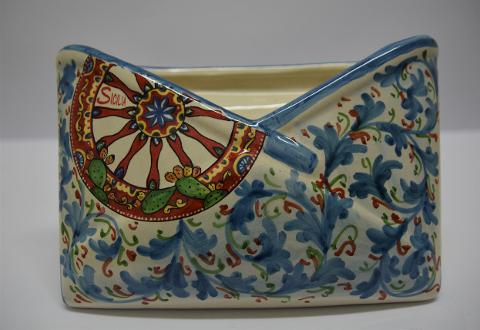 Porta lettere in ceramica Produzione artigianale di Santo Stefano di Camastra h.18cm