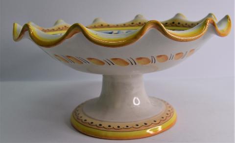 Centrotavola smerlato con alzata Produzione artigianale di Santo Stefano di Camastra Diametro 30cm