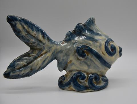 Pesce in ceramica Produzione artigianale di Caltagirone  h.12cm