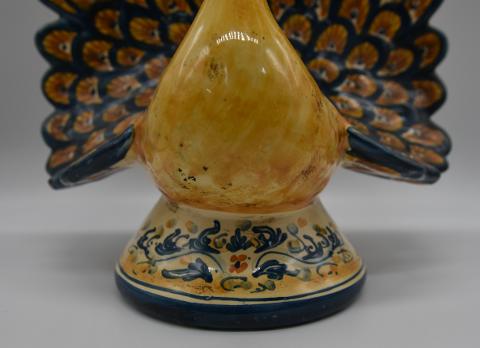 Pavone in ceramica Produzione artigianale di Caltagirone h.21 cm
