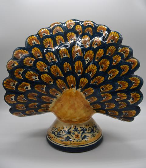Pavone in ceramica Produzione artigianale di Caltagirone h.21 cm