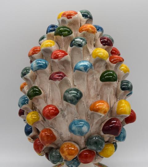 Pigna siciliana in ceramica multicolore h.20 cm Produzione artigianale di Caltagirone con piede decorato