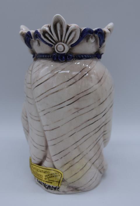 Coppia teste di moro afro decoro bianco antico e blu Produzione artigianale di Caltagirone h.13cm
