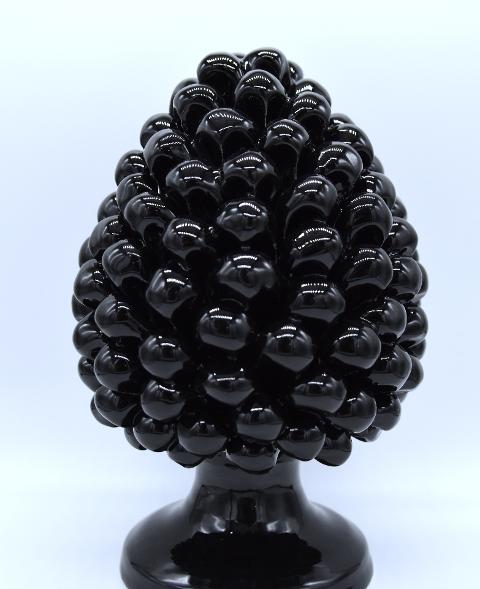 Pigna siciliana in ceramica h.20 cm colore nero Produzione artigianale di Caltagirone monocolore