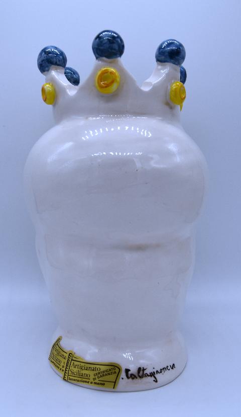 Coppia Teste di moro moderne con corona Produzione artigianale di Caltagirone h.20 cm